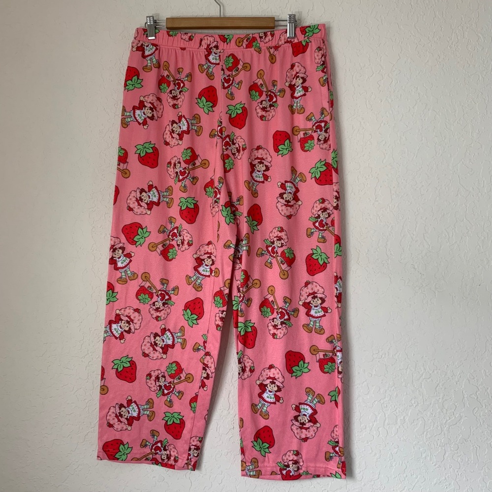 Strawberry Shortcake Pajama Pants Women L Pink Cozy Retro Kawaii Kidcore Gift